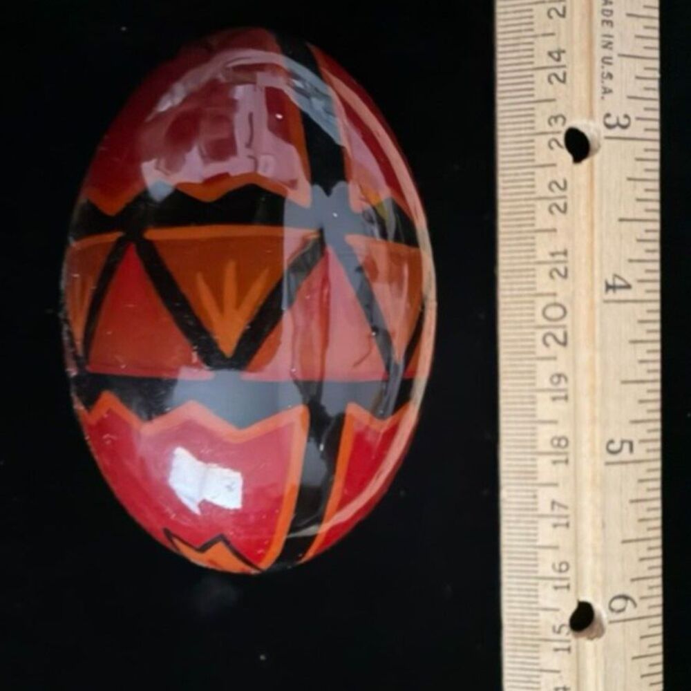Hand painted Ukrainian Pysanka egg with geometric sorokoklyn motif